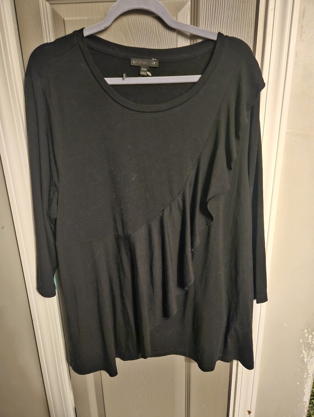 BRAND NEW ** Layne Bryant Black Long Sleeve Ruffle Tunic Top